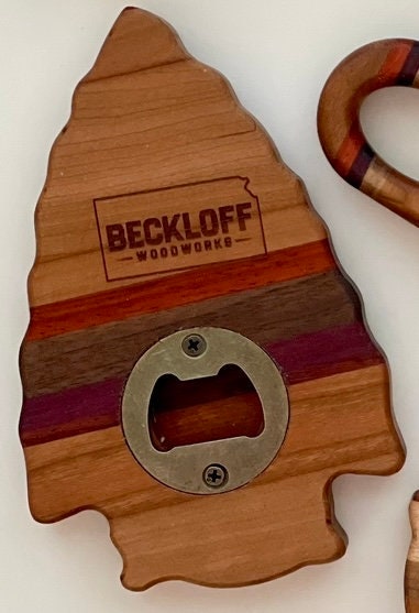 Handmade Wood Arrowhead Bottle Opener - Kansas City Chiefs Fan Gift